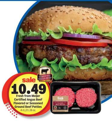 Fresh from Meijer Certified Angus Beef Flavored or Seasoned Ground Beef Patties