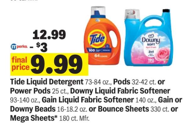 Tide Liquid Detergent or Downy Liquid Fabric Softener