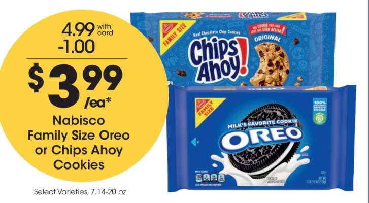 Nabisco Family Size Oreo or Chips Ahoy! Cookies*