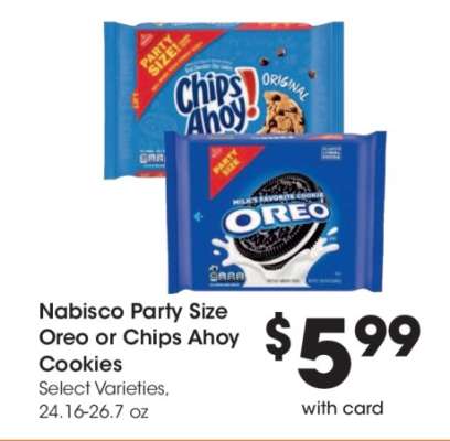 Nabisco Party Size Oreo or Chips Ahoy Cookies