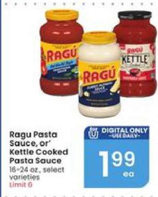 Ragu Pasta Sauce, or Kettle Cooked Pasta Sauce