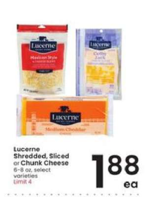 Lucerne Shredded, Sliced or Chunk Cheese