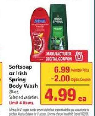 Softsoap or Irish Spring Body Wash