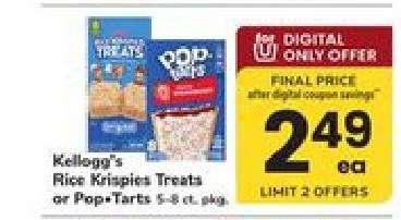 Kellogg's Rice Krispies Treats or Pop-Tarts