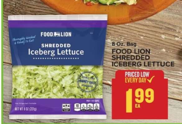 FOOD LION SHREDDED ICEBERG LETTUCE