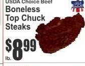 Boneless Top Chuck Steaks