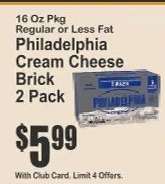 Philadelphia Cream Cheese Brick 2 Pack