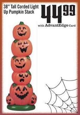38'' Tall Corded Light Up Pumpkin Stack