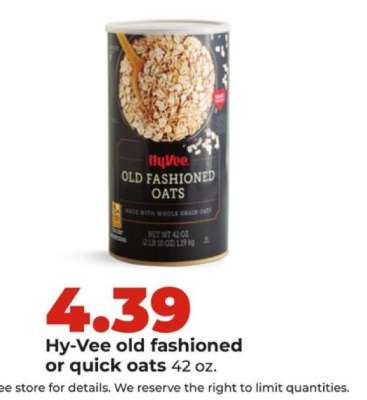 Hy-Vee old fashioned or quick oats