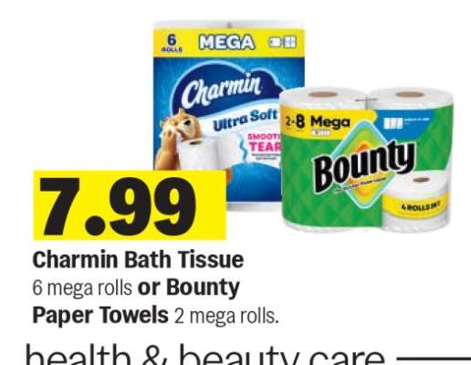Charmin Bath Tissue or Bounty Paper Towels