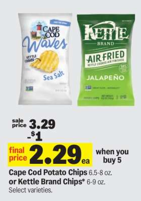 Cape Cod Potato Chips or Kettle Brand Chips