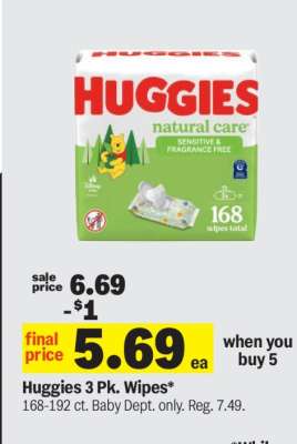 Huggies 3 Pk. Wipes*