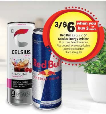 Red Bull or Celsius Energy Drinks