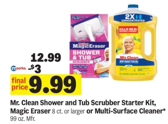 Mr. Clean Shower and Tub Scrubber Starter Kit, Magic Eraser or Multi-Surface Cleaner