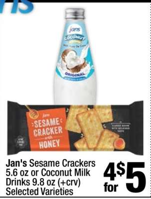 Jan's Sesame Crackers or Coconut Milk Drinks