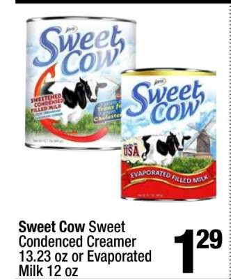 Sweet Cow Sweet Condensed Creamer 13.23 oz or Evaporated Milk 12 oz