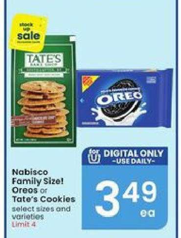 Nabisco Family Size! Oreos or Tate's Cookies