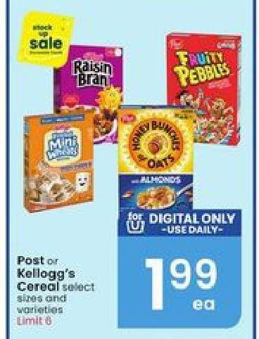 Post or Kellogg's Cereal