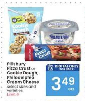 Pillsbury Pizza Crust or Cookie Dough, Philadelphia Cream Cheese
