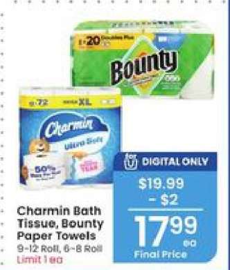 Charmin Bath Tissue, Bounty Paper Towels