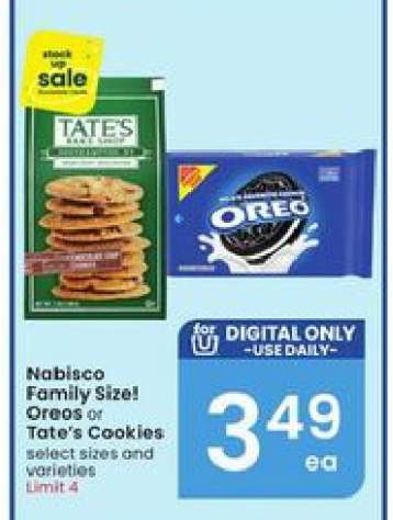 Nabisco Family Size! Oreos or Tate's Cookies