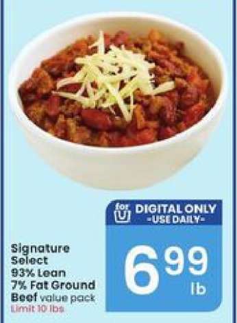 Signature Select 93% Lean 7% Fat Ground Beef