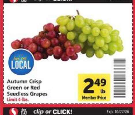 Autumn Crisp Green or Red Seedless Grapes