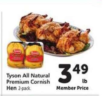 Tyson All Natural Premium Cornish Hen
