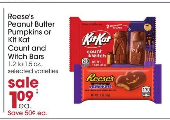 Reese's Peanut Butter Pumpkins or Kit Kat Count and Witch Bars