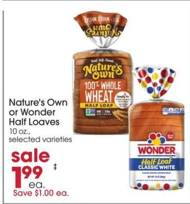 Nature's Own or Wonder Half Loaves