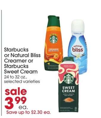 Starbucks or Natural Bliss Creamer or Starbucks Sweet Cream