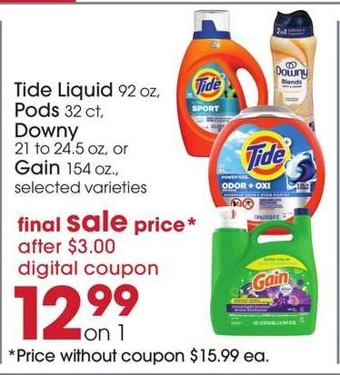 Tide Liquid, Pods, Downy, Gain