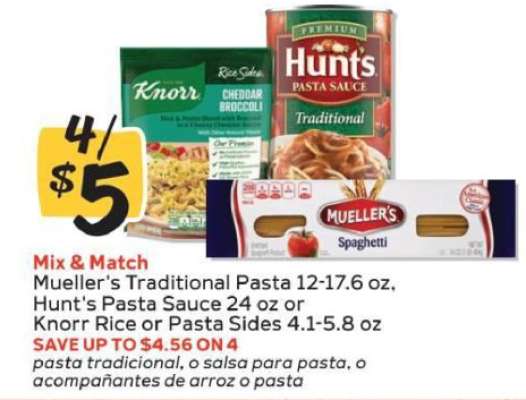 Mueller's Traditional Pasta, Hunt's Pasta Sauce, Knorr Rice or Pasta Sides