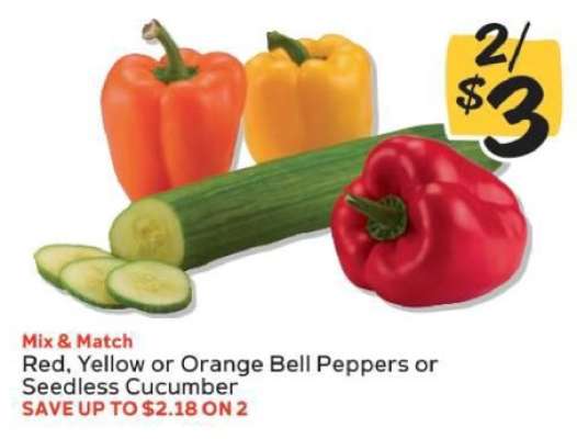 Red, Yellow or Orange Bell Peppers or Seedless Cucumber