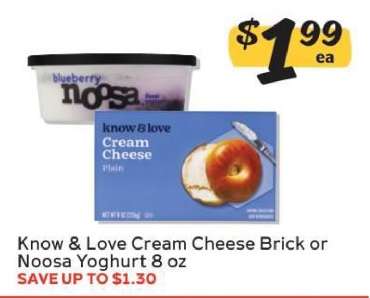 Know & Love Cream Cheese Brick or Noosa Yoghurt