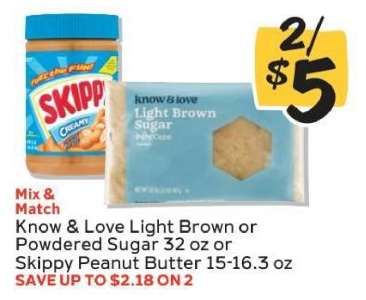 Know & Love Light Brown or Powdered Sugar or Skippy Peanut Butter