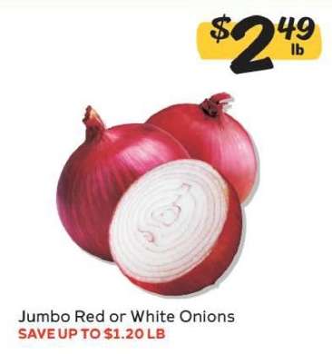 Jumbo red or white onions