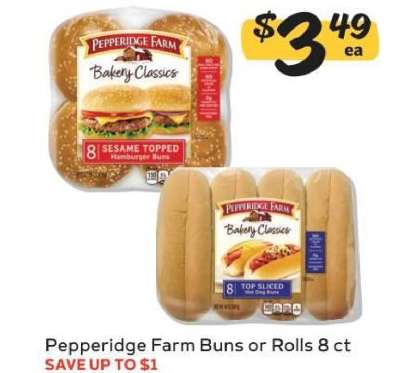 Pepperidge Farm Buns or Rolls 8 ct