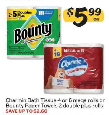 Charmin Bath Tissue or Bounty Paper Towels