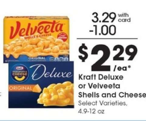 Kraft Deluxe or Velveeta Shells and Cheese