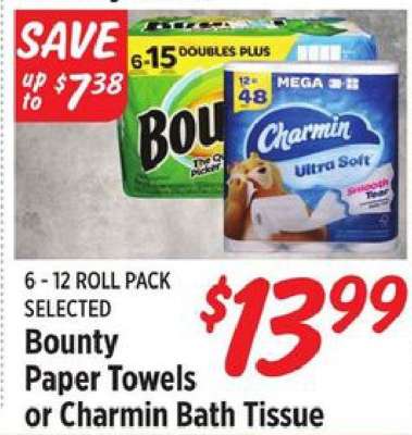Bounty Paper Towels or Charmin Bath Tissue