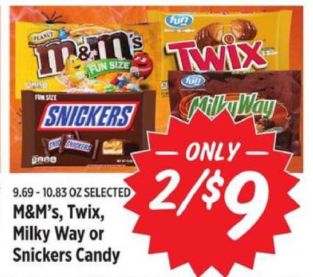 M&M's, Twix, Milky Way or Snickers Candy