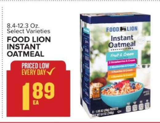 FOOD LION INSTANT OATMEAL