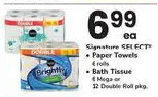 Signature SELECT Paper Towels or Bath Tissue