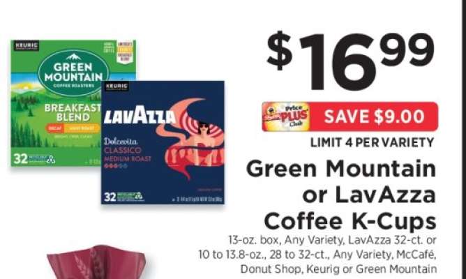 Green Mountain or Lavazza Coffee K-Cups