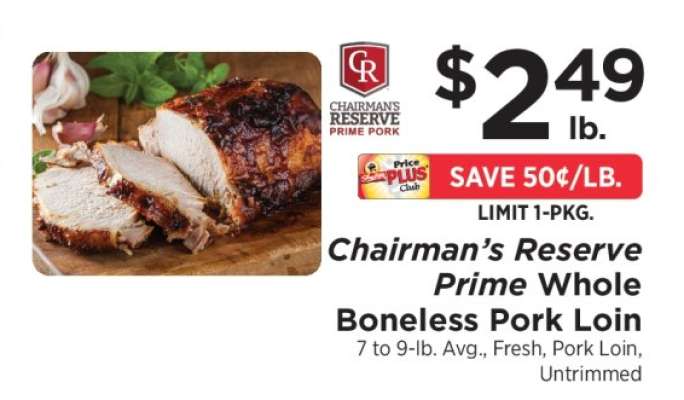 Chairman's Reserve Prime Whole Boneless Pork Loin