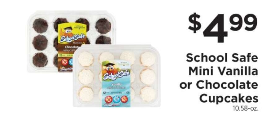 School Safe Mini Vanilla or Chocolate Cupcakes