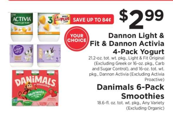 Dannon Light & Fit & Dannon Activia 4-Pack Yogurt / Danimals 6-Pack Smoothies
