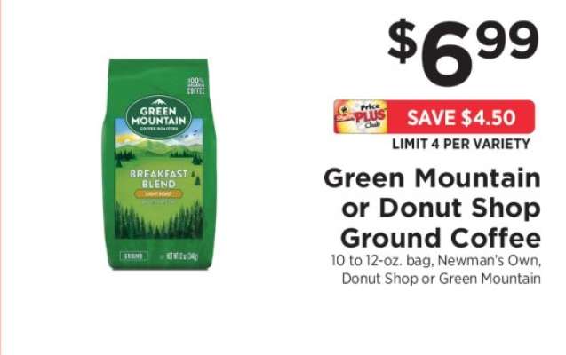 Green Mountain or Donut Shop Ground Coffee