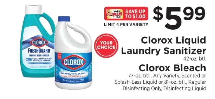 Clorox Liquid Laundry Sanitizer or Clorox Bleach